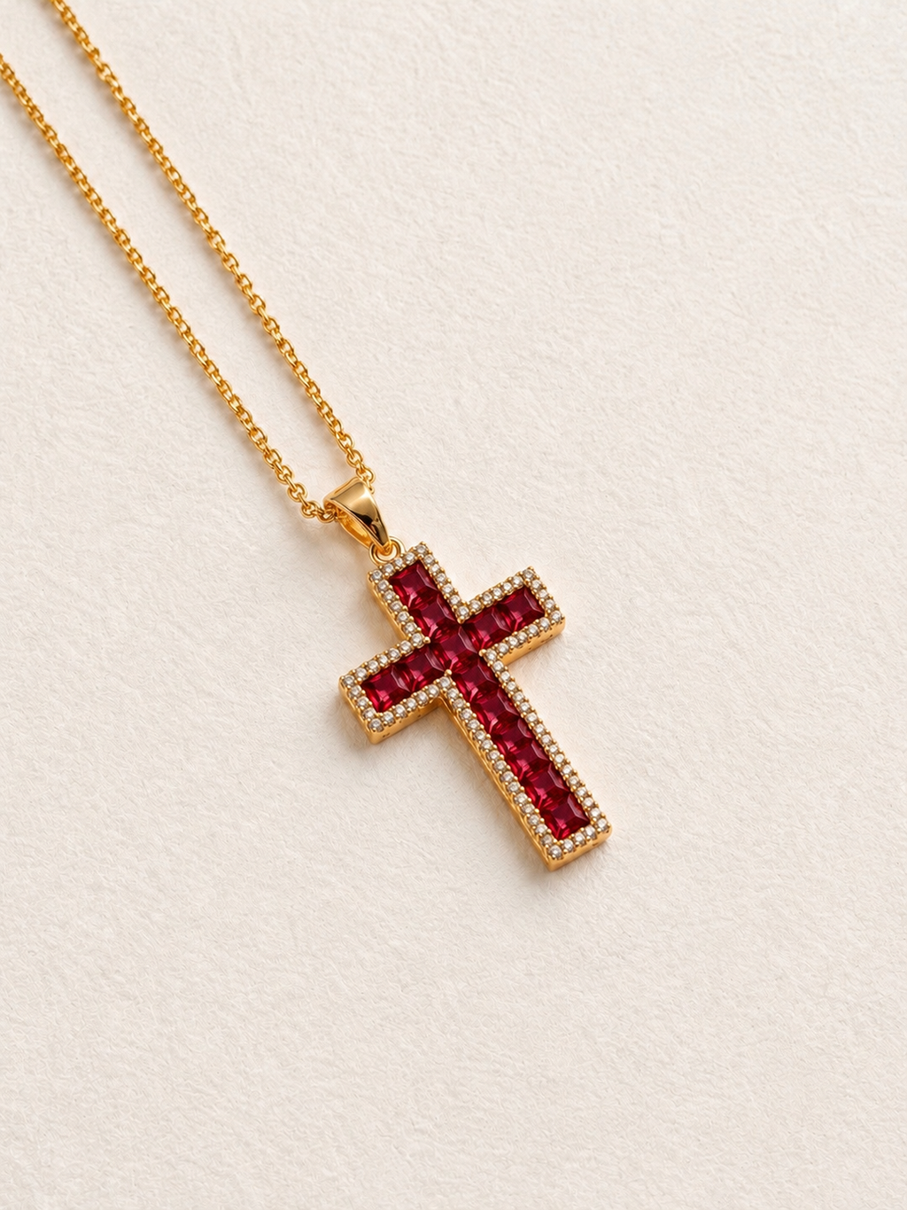 Ruby Cross Necklace